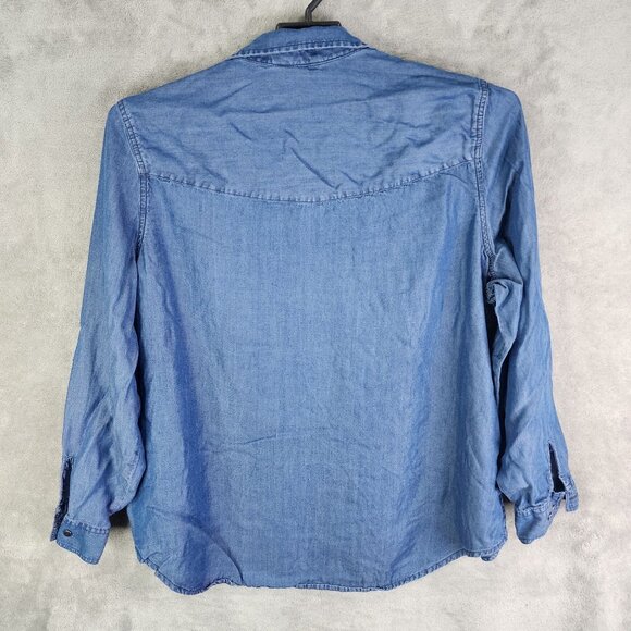 Womens Allison Daley Blue Shirt Button Down Long Sleeve Embroidered Flowers 2X - Picture 6 of 9